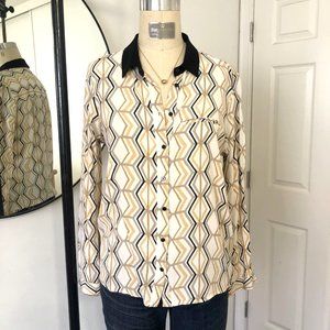 Zara Retro Print Blouse M